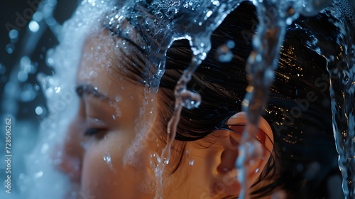 woman washing hair