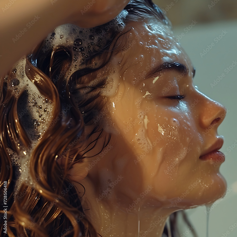 woman washing hair