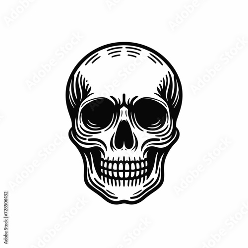 basic line Human skull vector