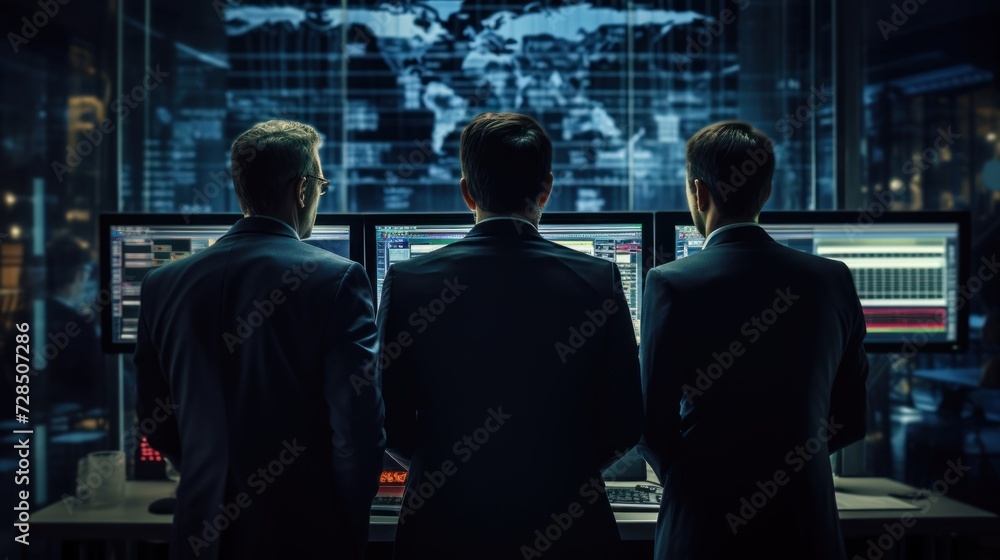 IT specialists confer at a meeting and discuss news in the computer industry IT specialists confer at a meeting and discuss news in the computer industry