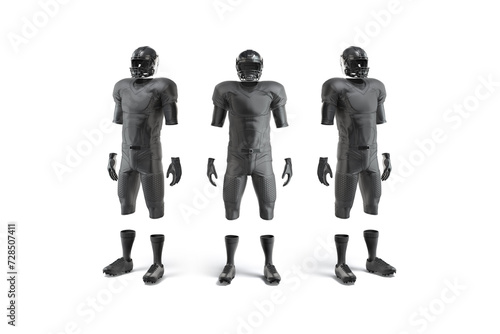 Blank black american football uniform mockup, front and side view photo