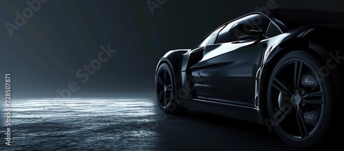 shiny black luxury car