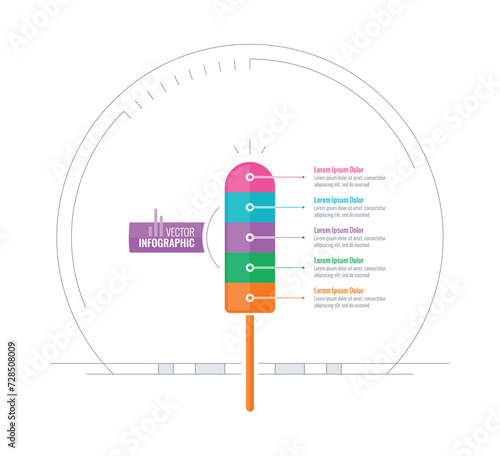 stick ice cream infographic template. five step information template. ice cream infographic template