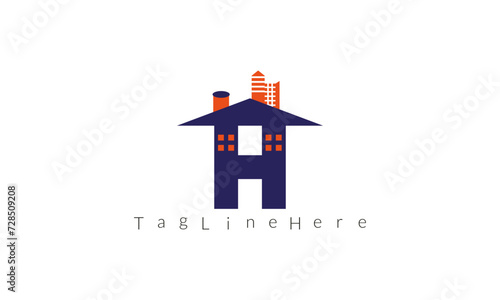 Real Estate H latter Logo House Logo Design .