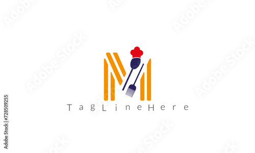 Restaurant logo with M Latter Design