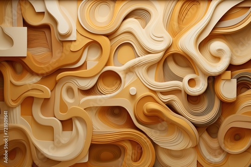 Elegant 3D topography of flowing beige and golden tones, perfect for luxurious branding, sophisticated backgrounds, or abstract art.