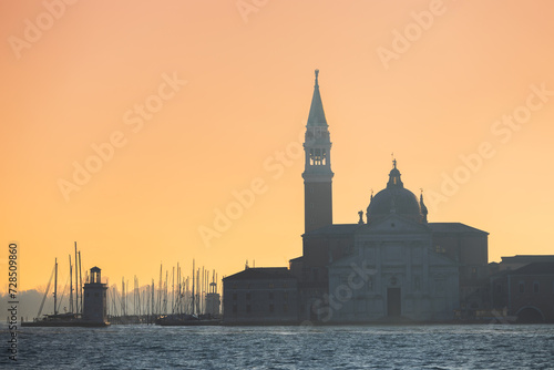 San Giorgio Church n Venice in Morning Red Light