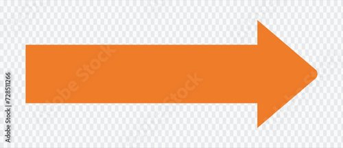 Orange arrow to the right . vector, isolated. Orange arrow isolated on transparency background