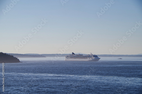 Large family cruiseship cruise ship liner Dawn anchoring in Bar Harbour Bay on sunny blue sky day during scenic New England Indian Summer adventure nature cruising © Tamme