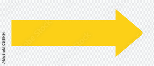 Yellow arrow to the right . vector, isolated. Yellow arrow isolated on transparency background