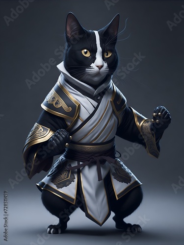 black cat in kung fu costume