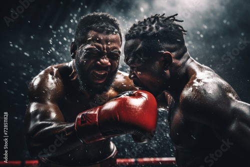 Dramatic action shot of a high-intensity boxing match with powerful punch,professional sport © Iuliia