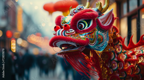 Dragon Float Parade Head - Chinese New Year - Year of the Dragon Dance and Parade Art Concept - Colorful and Vibrant