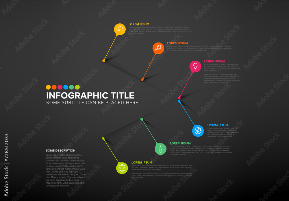 Vector dark multipurpose Infographic template made from lines and icons ...