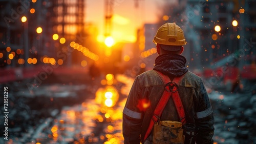 Construction engineer working at construction site