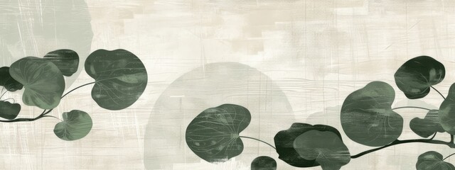 Wandcirkels Japandi stijl Eucalyptusblaadjes op muntgroene textuur  © Corri Seizinger