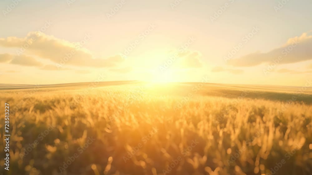 The light of the setting sun illuminates a golden wheat field, with ears of wheat swaying like waves, showcasing its expanse. The play of light and shadow symbolizes nature's bounty and the time of ha The light of the setting sun illuminates a golden wheat field, with ears of wheat swaying like waves, showcasing its expanse. The play of light and shadow symbolizes nature's bounty and the time of ha