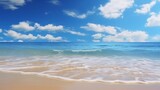 realistic photo Beautiful view on the beach with blue sky and surface on a sunny day. generative ai