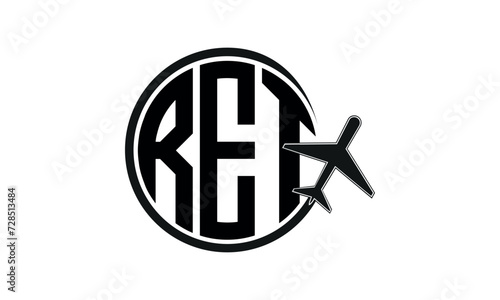 RET three initial letter circle tour & travel agency logo design vector template. hajj Umrah agency, abstract, wordmark, business, monogram, minimalist, brand, company, flat, tourism agency, tourist