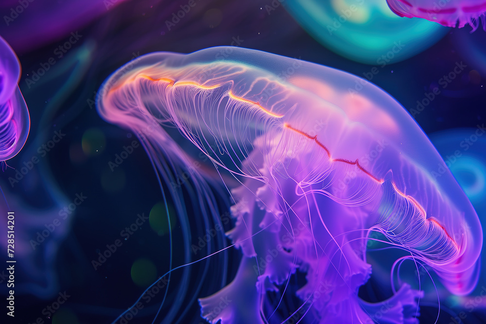 Naklejka premium wallpaper of a jellyfish, high details