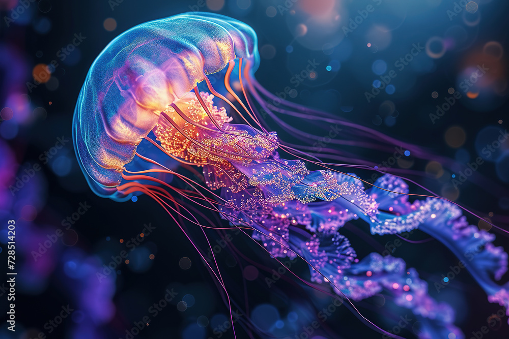 wallpaper of a jellyfish, high details wallpaper of a jellyfish, high details