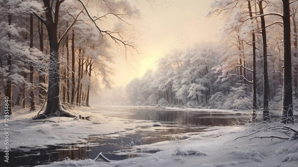 photo realistic Landscape with trees in the snow. generative ai photo realistic Landscape with trees in the snow. generative ai