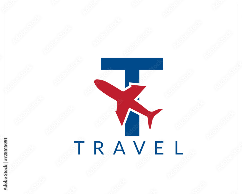 Obraz premium T Latter logo . Embark on a visual journey with our travel logo, symbolizing the spirit of exploration and discovery. Our travel logo captures the essence of wanderlust.