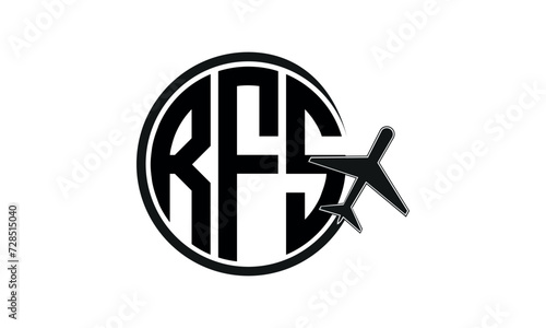 RFS three initial letter circle tour & travel agency logo design vector template. hajj Umrah agency, abstract, wordmark, business, monogram, minimalist, brand, company, flat, tourism agency, tourist