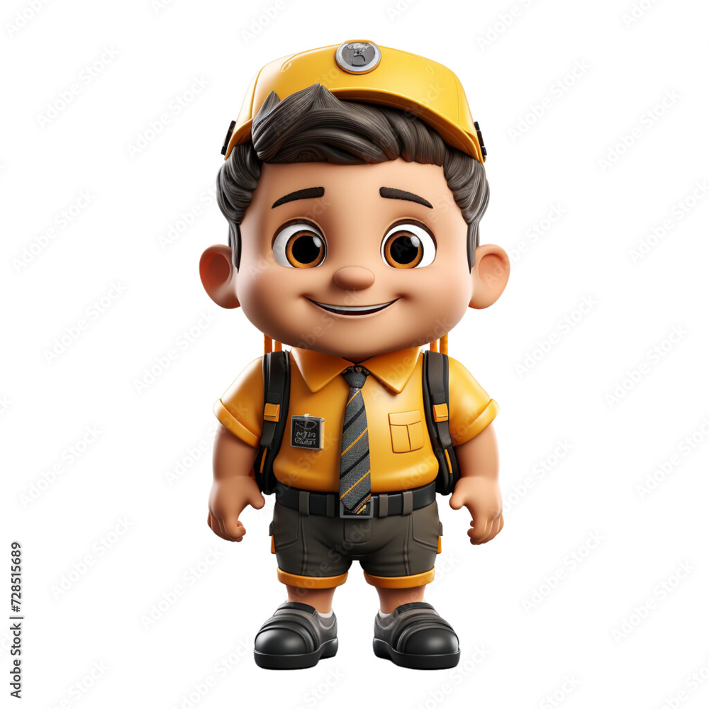a 3d School Bus Driver on isolated transparent background png, generated with AI a 3d School Bus Driver on isolated transparent background png, generated with AI