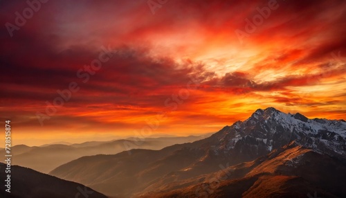 abstract dark red background dramatic red sky red sunset with clouds fantastic sunset background with copy space for design © Richard