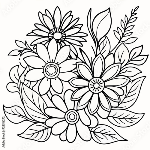 Children's floral illustration doodle coloring book hand drawn vector