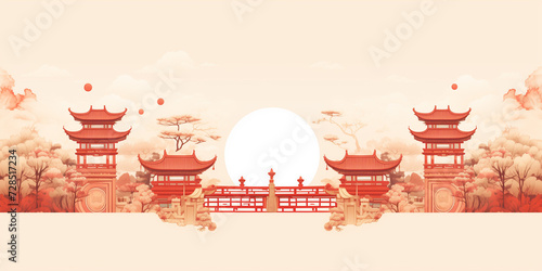 Traditional retro Chinese wall and Chinese gate