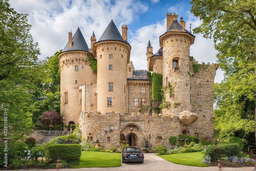 Scenic large retro European castle