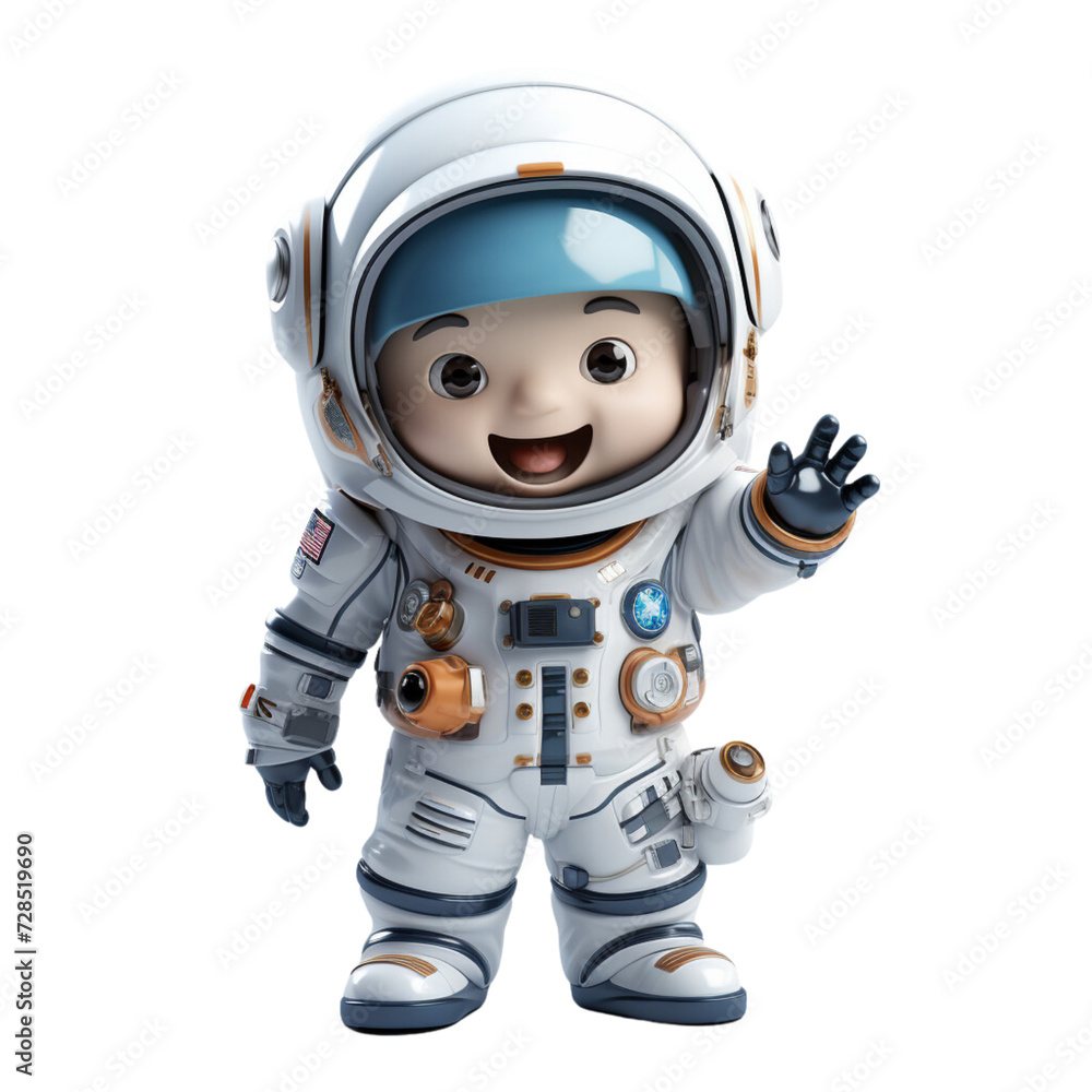 3d illustration a cute astronaut character on isolated transparent background png, generated with AI 3d illustration a cute astronaut character on isolated transparent background png, generated with AI