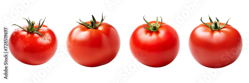 Set of ripe tomato isolated on a transparent background photo
