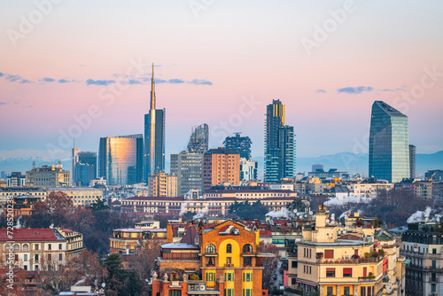 Milan, Italy Financial District Skyline photo