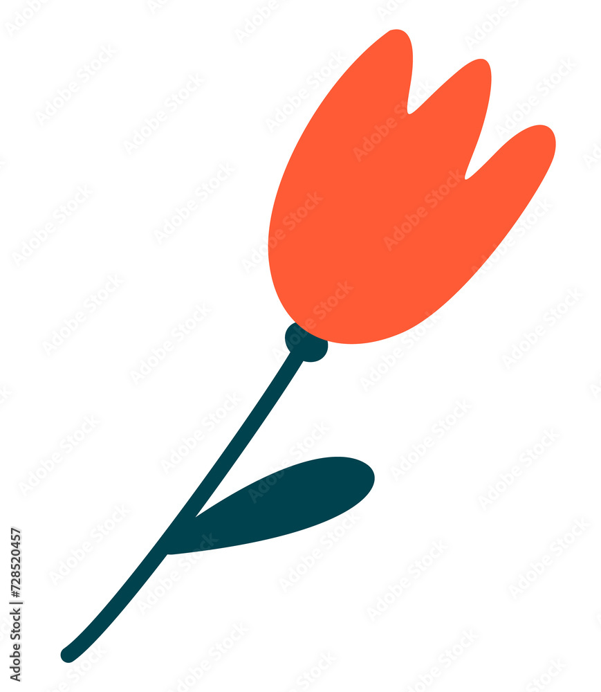 Flat simple flower illustration. Hand-drawn floral design element. Minimalistic doodle style