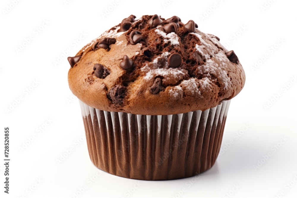 Delicious Chocolate Muffin Isolated on White Background for Viewers with a Sweet Tooth