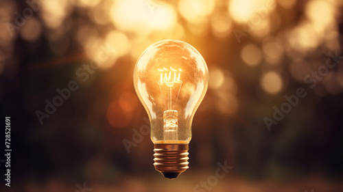 Light bulb on dark background. Template Edison retro light bulb is glowing in the dark. Isolated on a transparent background. Generative AI.