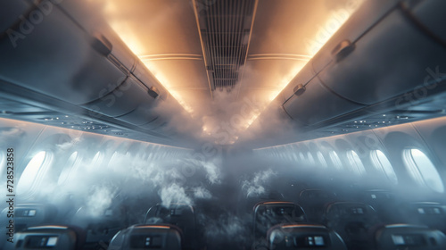 煙が充満した飛行機 photo