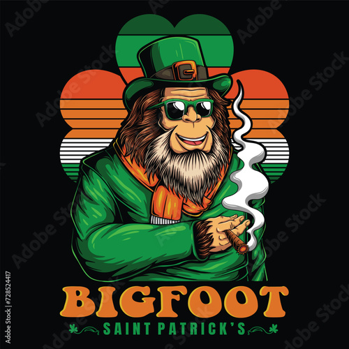 Bigfoot costume saint patrick's day vector illustration for your company or brand