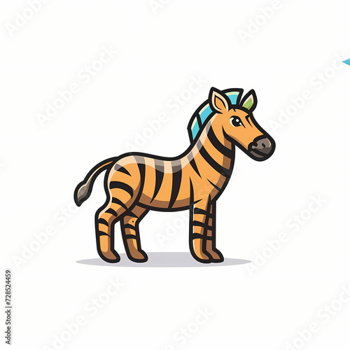 Cartoon logo of a vector captivating zebra  animal nature icon isolated premium.