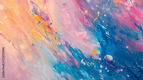 Pink blue abstract background  with splashes of paint  banner.