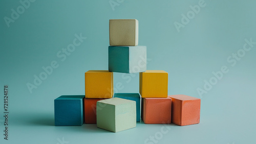 .A modern and clean image of a single, well-arranged stack of interconnected building blocks