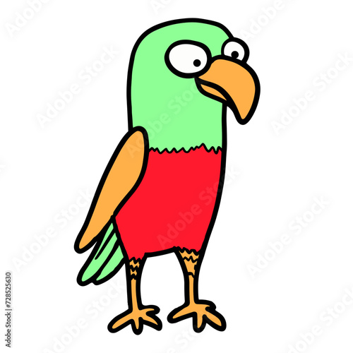 cartoon parrot on white