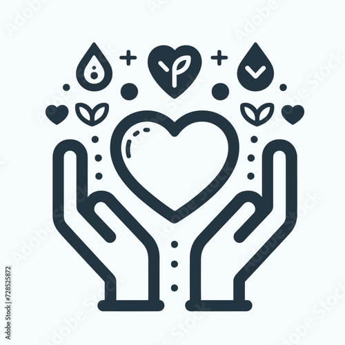 basic Symbol of heart and human hands vector logo