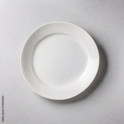 simple white porcelain plate on white background, mock up
