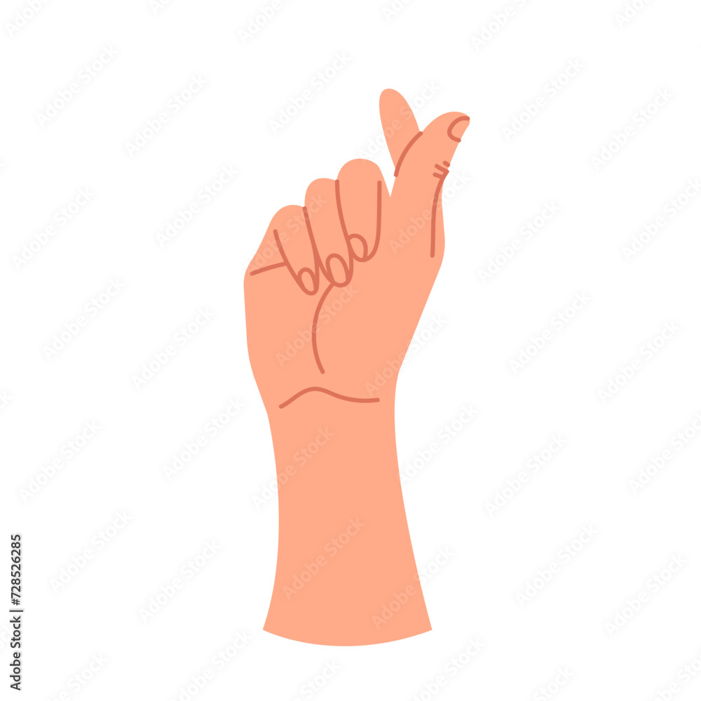 Korean heart sign with a hand gesture. A symbol of love on the fingers. Sign language. Clicking fingers. Vector graphic illustration in flat style on a white background Korean heart sign with a hand gesture. A symbol of love on the fingers. Sign language. Clicking fingers. Vector graphic illustration in flat style on a white background
