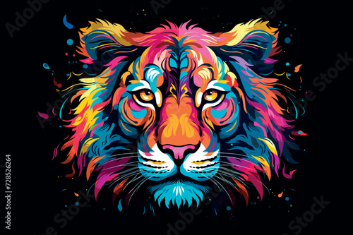 colorful lion animal portrait vector illustration