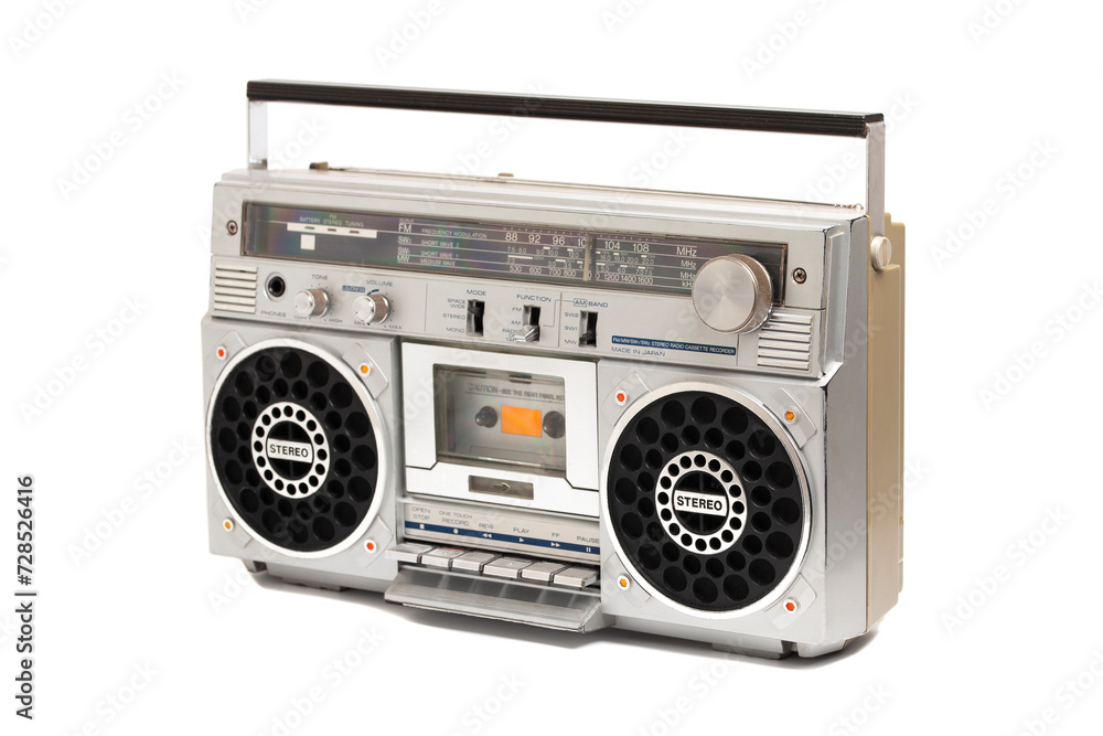 Fototapeta premium Retro ghetto radio boom box cassette recorder from 80s.
